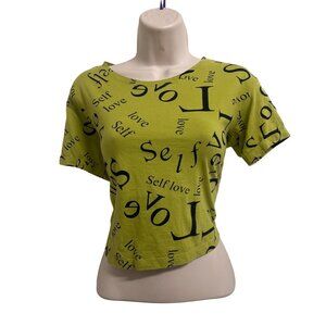 Max Womens Self Love Short Sleeve Crop Top S/10 Lime Green
